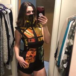 Club exx holographic and black romper